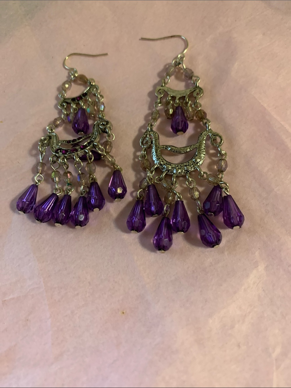Purple Teardrop Dangle Earrings - Women Jewelry